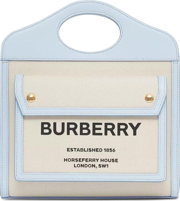 Burberry Mini Two-Tone Canvas And Leather Pocket Bag 'Natural/Pale Blue' |  GOAT