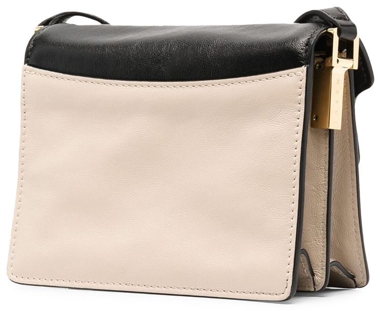 Marni Trunk Soft Mini Bag in Beige and Black Leather BlackBeige