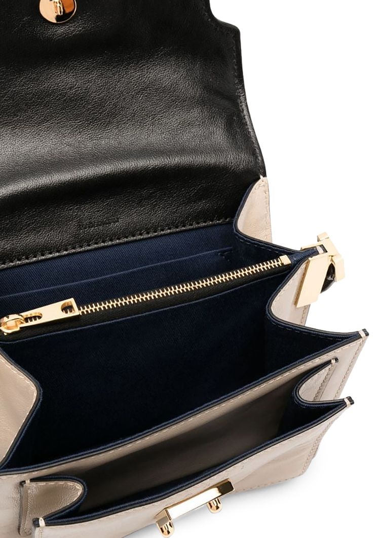 Marni Trunk Soft Mini Bag in Beige and Black Leather BlackBeige