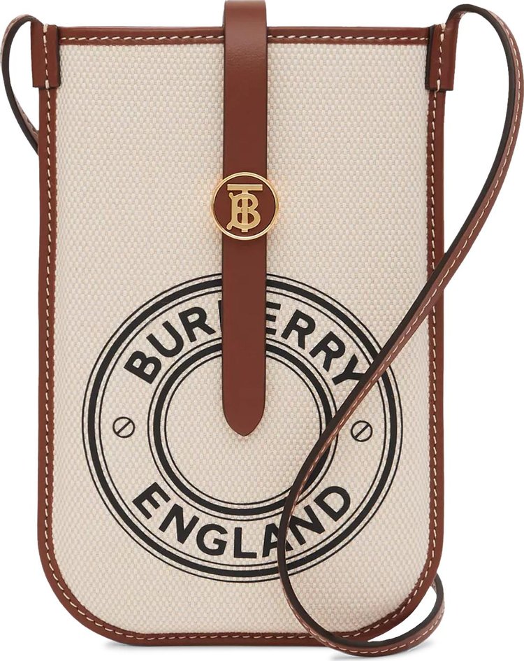 Burberry Logo Graphic Canvas Anne Phone Case With Strap 'White/Tan'