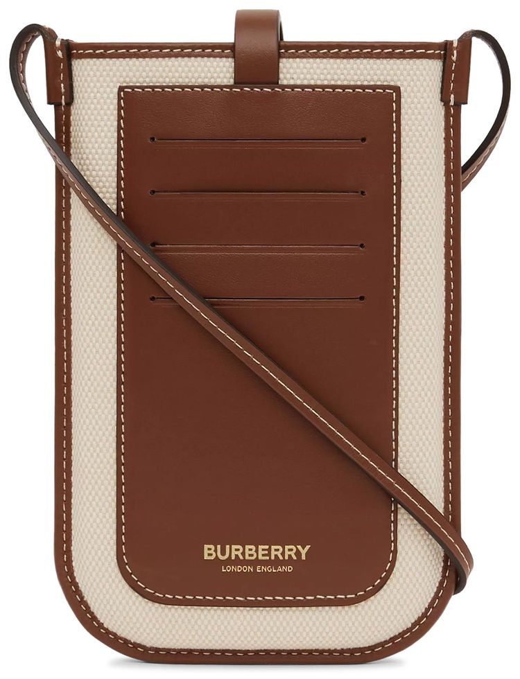 Burberry Logo Graphic Canvas Anne Phone Case With Strap WhiteTan