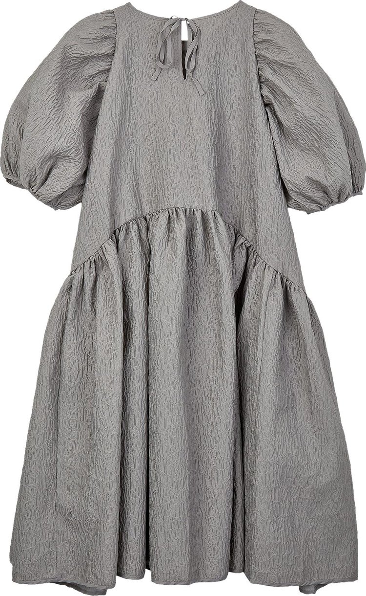 Cecilie Bahnsen Puff Sleeve Dress With Raised Back Dove Grey