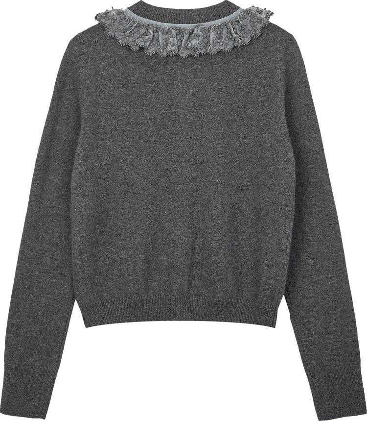 Cecilie Bahnsen Cardigan With Ruffle Details Grey