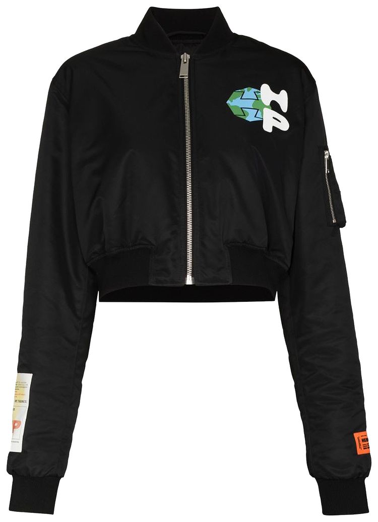 Heron Preston World Wide Print Bomber BlackWhite