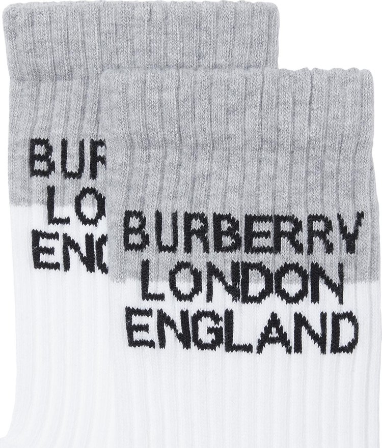 Burberry Logo Intarsia Technical Stretch Cotton Socks White