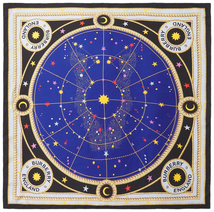 Burberry Constellation Print Silk Square Scarf Multicolor