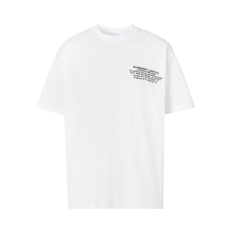 Burberry Location Print Cotton Oversized T Shirt White