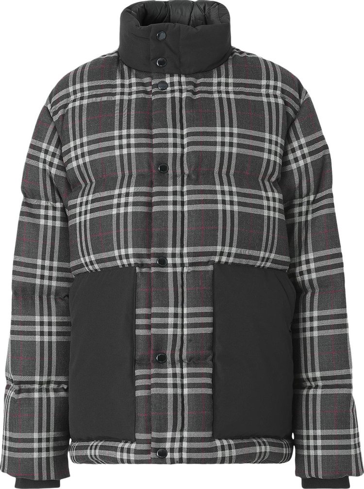 Burberry Check Down Filled Wool Jacket Black