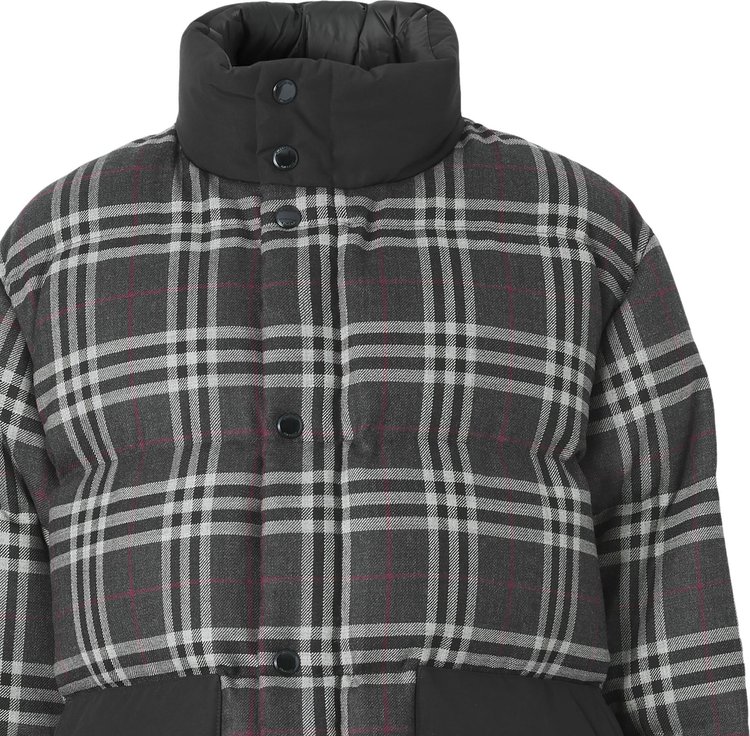 Burberry Check Down Filled Wool Jacket Black