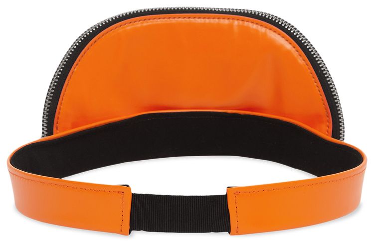 Burberry Rubberised Cotton Visor With Detachable Zip Pocket Orange