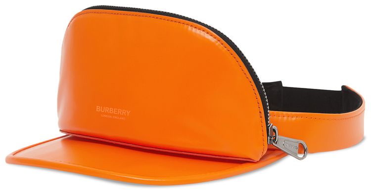 Burberry Rubberised Cotton Visor With Detachable Zip Pocket Orange