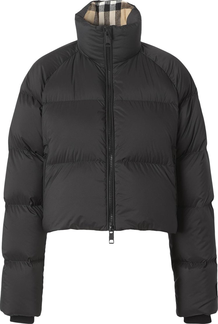 Burberry Logo Appliqué Cropped Puffer Jacket 'Black'