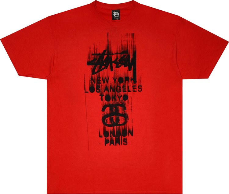 Stussy World Tour Paint Tee Bright Red