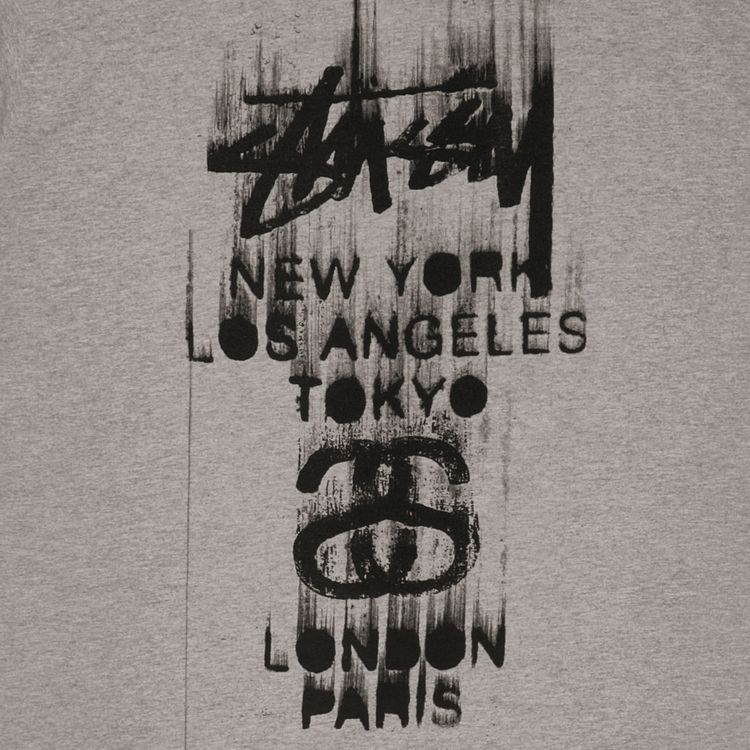 Stussy World Tour Paint Tee Grey Heather