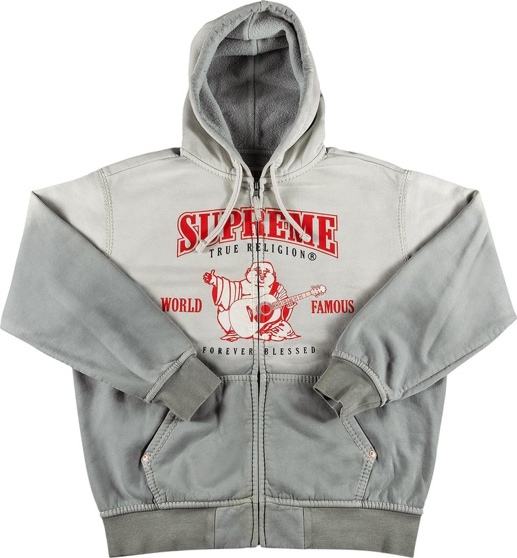 Buy Supreme x True Religion Zip Up Hooded Sweatshirt 'Light Grey