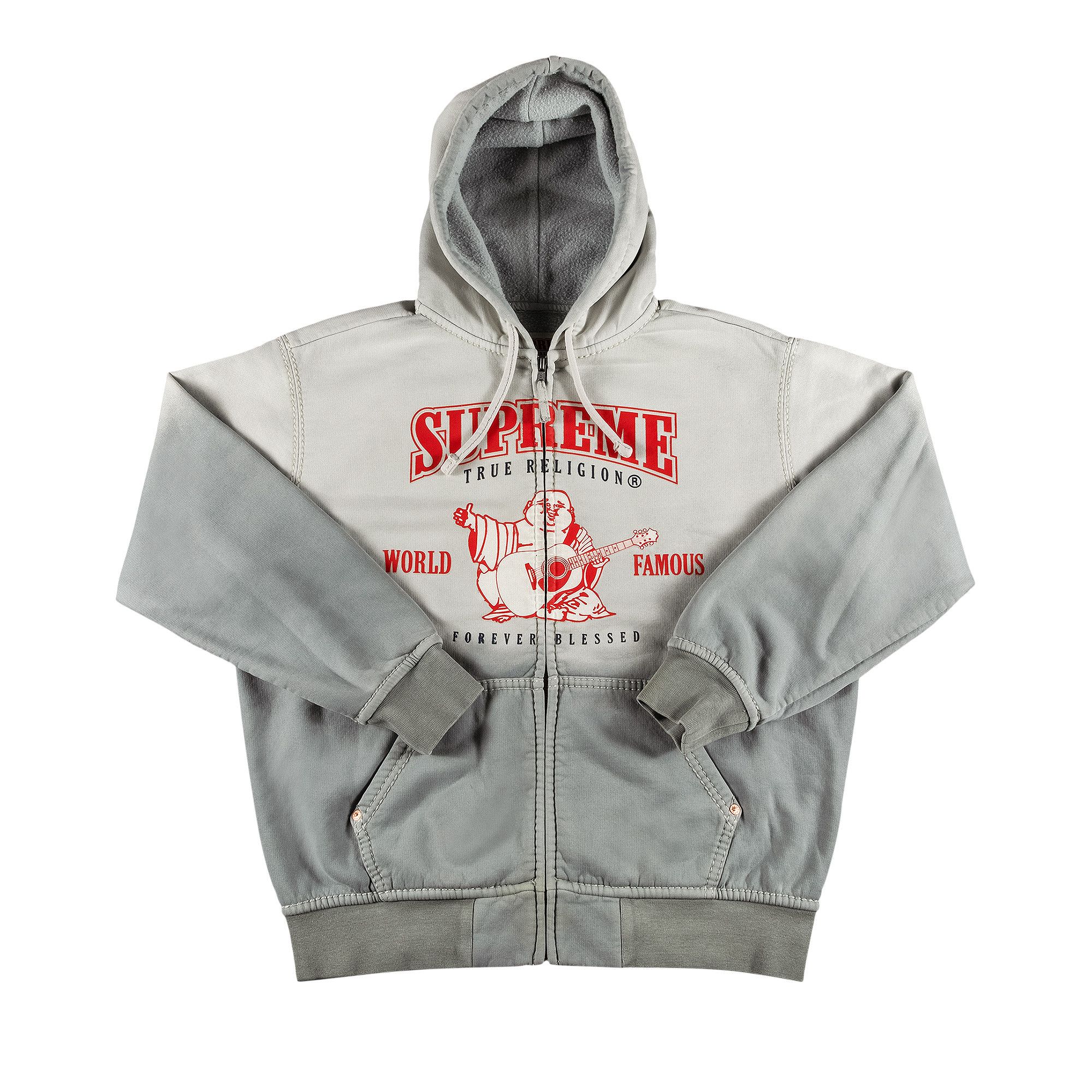 Supreme x True Religion Zip Up Hooded Sweatshirt 'Light Grey' GOAT