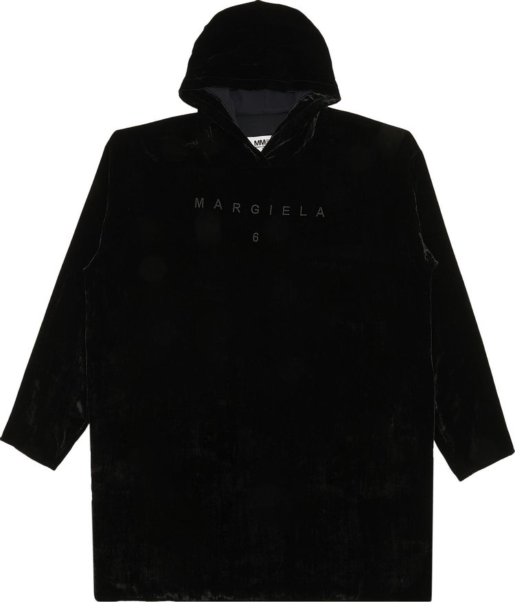 MM6 Maison Margiela Velvet Hooded Dress With Logo Embroidery 'Black'
