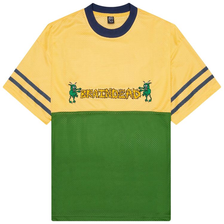 Brain Dead Paneled Football Mesh Shirt Yellow