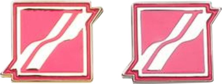 We11done Square Logo Brooch Set 'Neon Pink'