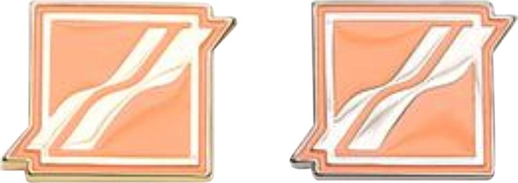 We11done Square Logo Brooch Set 'Neon Orange'