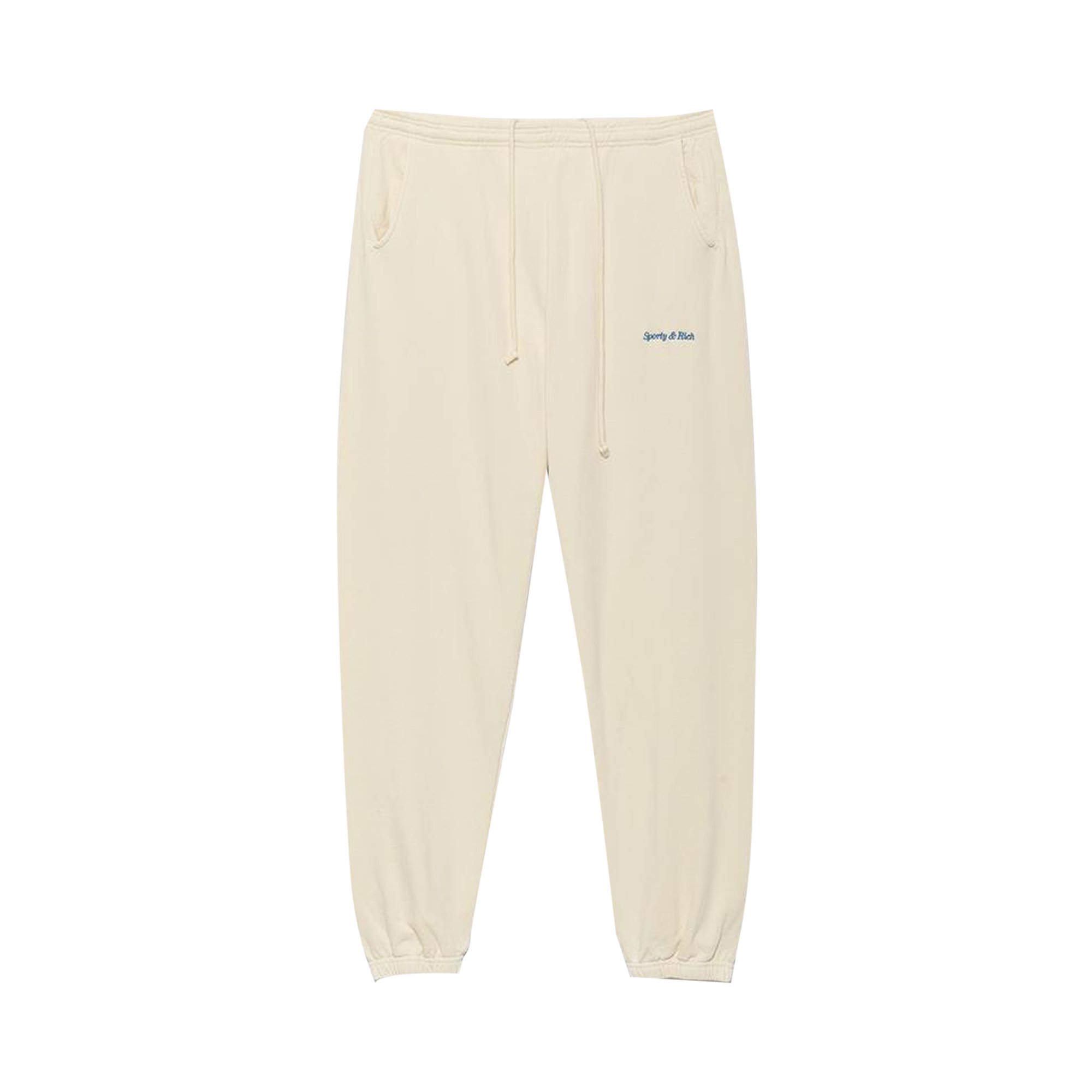 Buy Sporty & Rich Classic Logo Sweatpants 'Milk/Blue' - 0690
