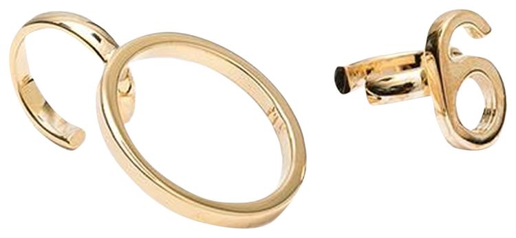 MM6 Maison Margiela Asymmetric Logo Ear Cuffs Yellow Polished Gold