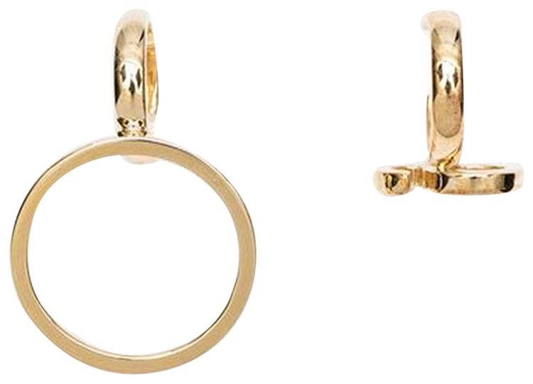 MM6 Maison Margiela Asymmetric Logo Ear Cuffs Yellow Polished Gold