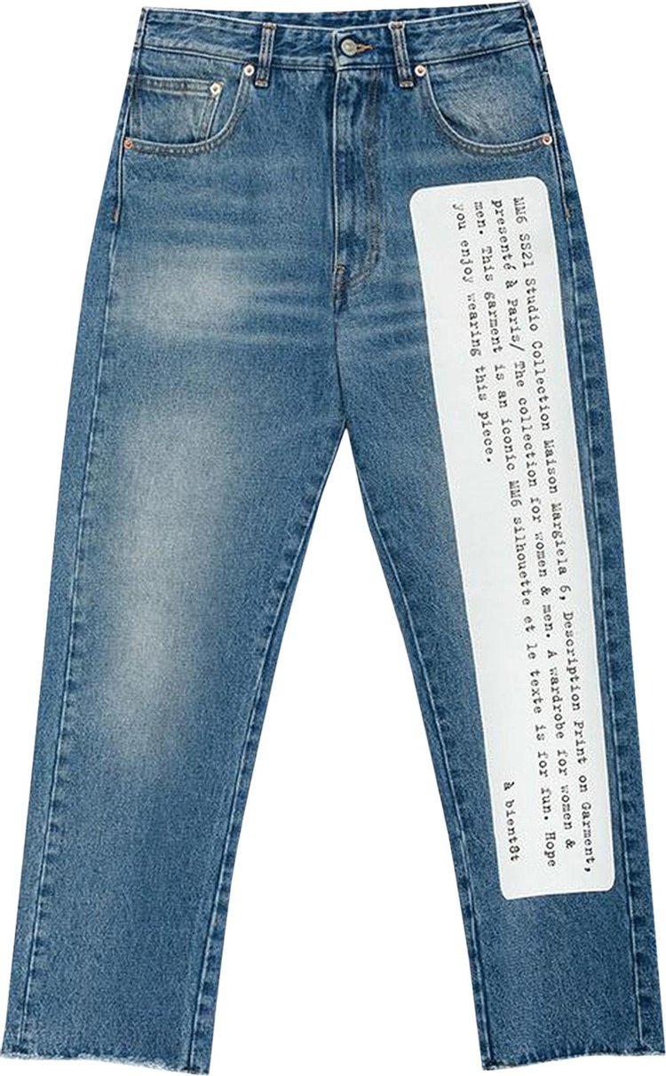 MM6 Maison Margiela Washed Text Print Jeans 'Stone Wash Blue'