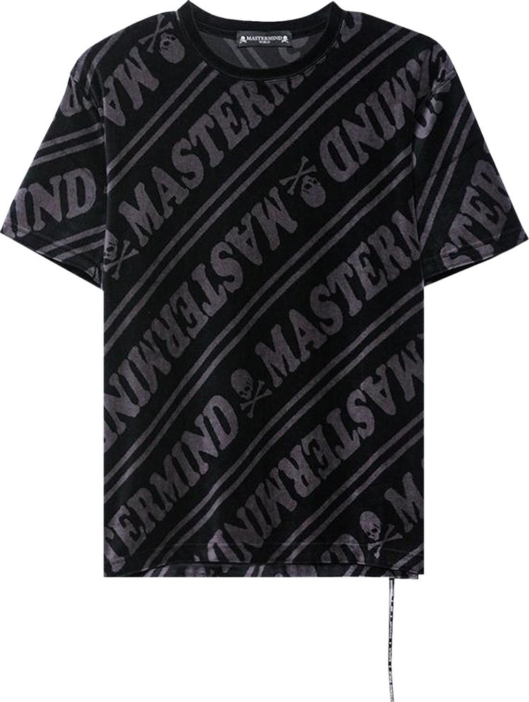 Mastermind World Velvet Logo T-Shirt 'Black/Charcoal'
