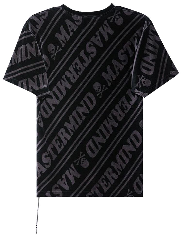 Mastermind World Velvet Logo T Shirt BlackCharcoal