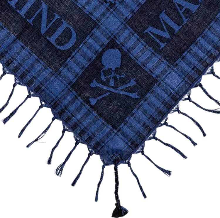 Mastermind World Check Fringe Stole BlueBlack