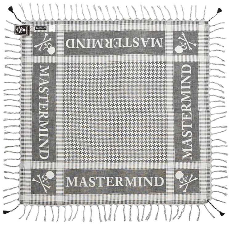 Mastermind World Check Fringe Stole WhiteBlack