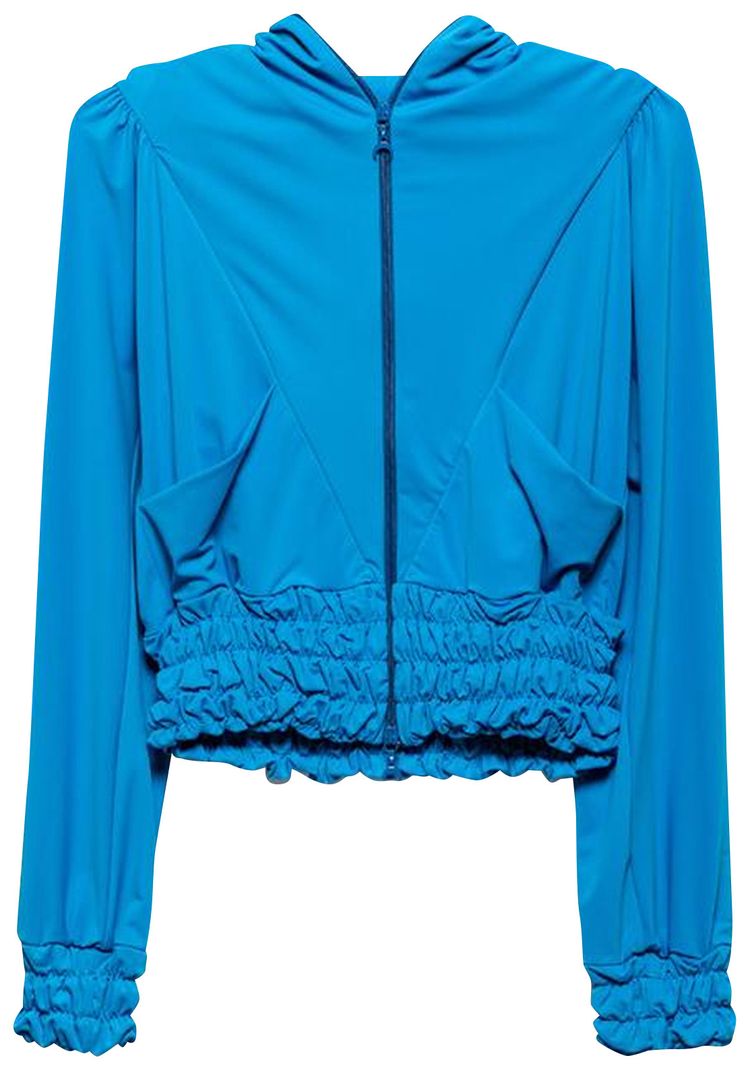 Marine Serre Stretch Zipped Hoodie Cobalt