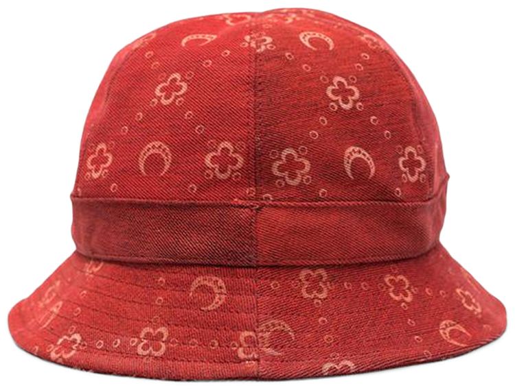 Marine Serre Logo Denim Bell Bucket Hat Flaming Red
