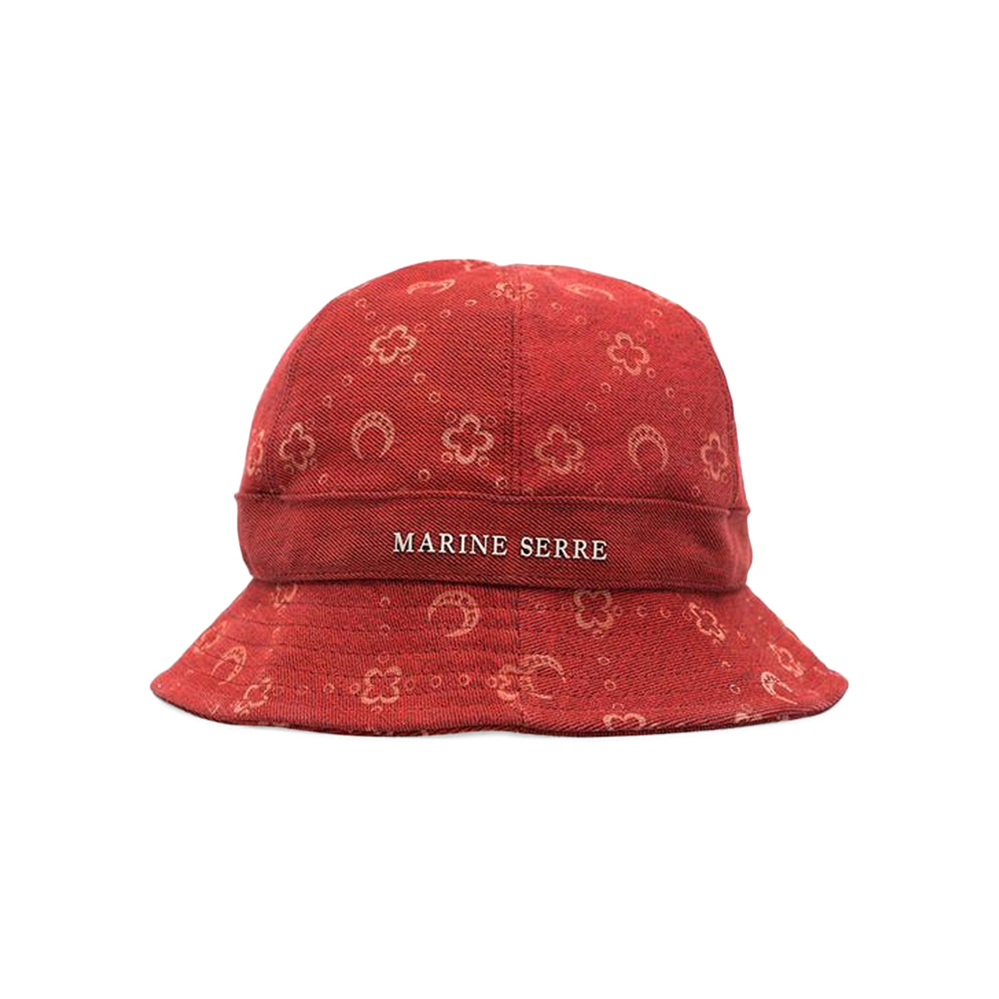 Marine Serre Logo Denim Bell Bucket Hat 'Flaming Red' | GOAT