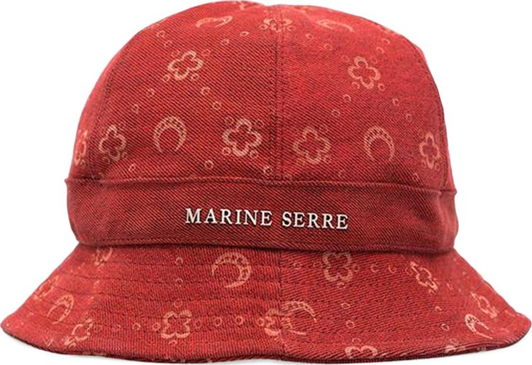Marine Serre Logo Denim Bell Bucket Hat 'Flaming Red'