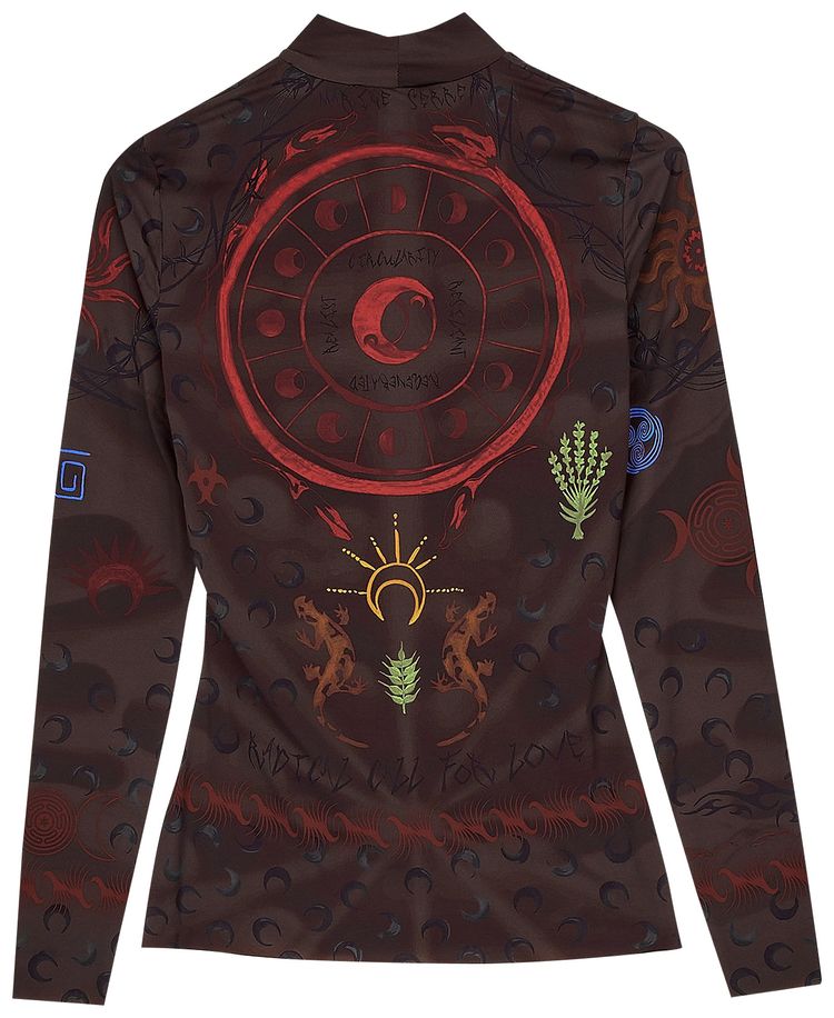 Marine Serre Tattoo Jersey T Shirt Brown