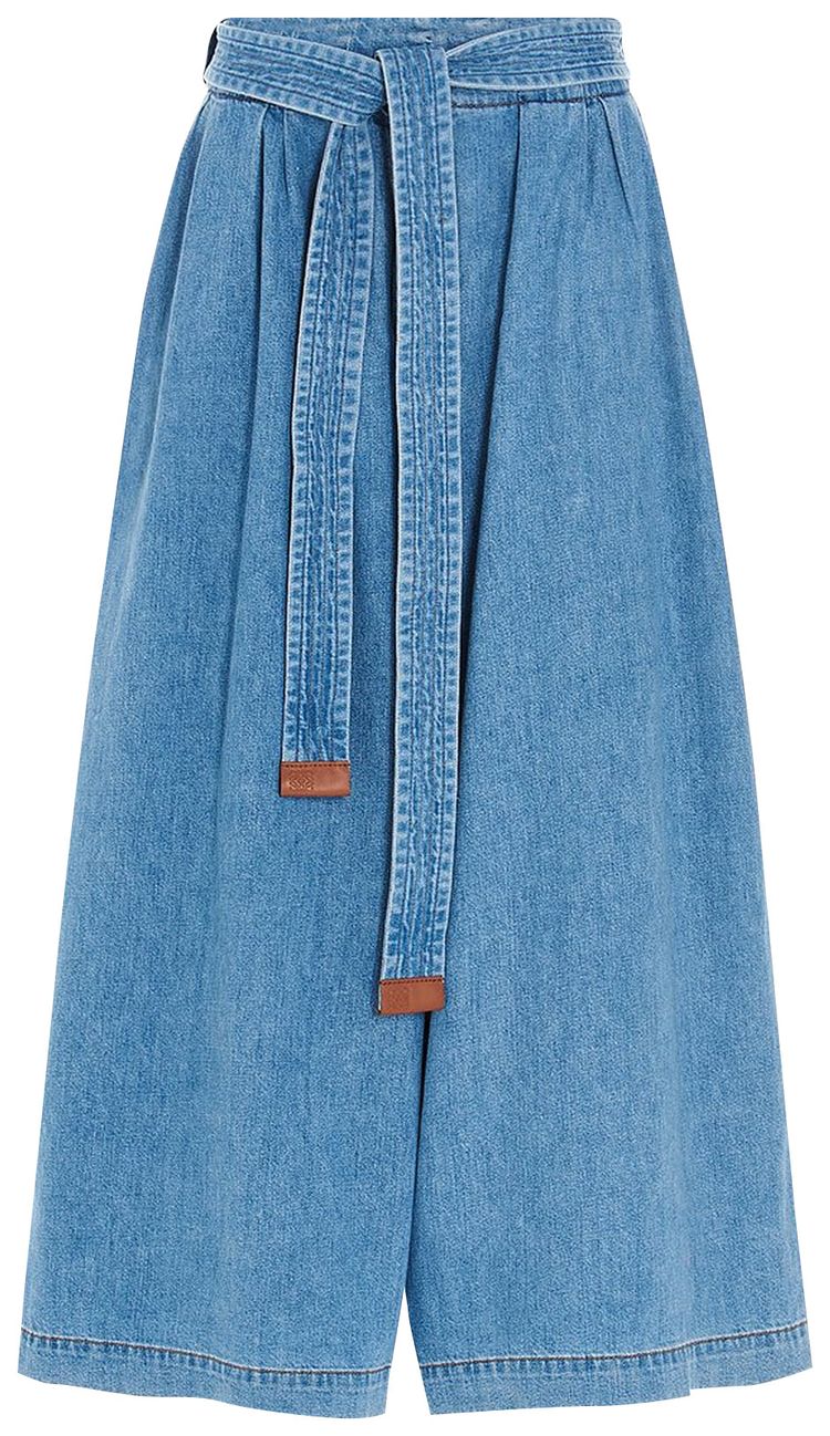 Loewe Cropped Belted Jeans Light Blue