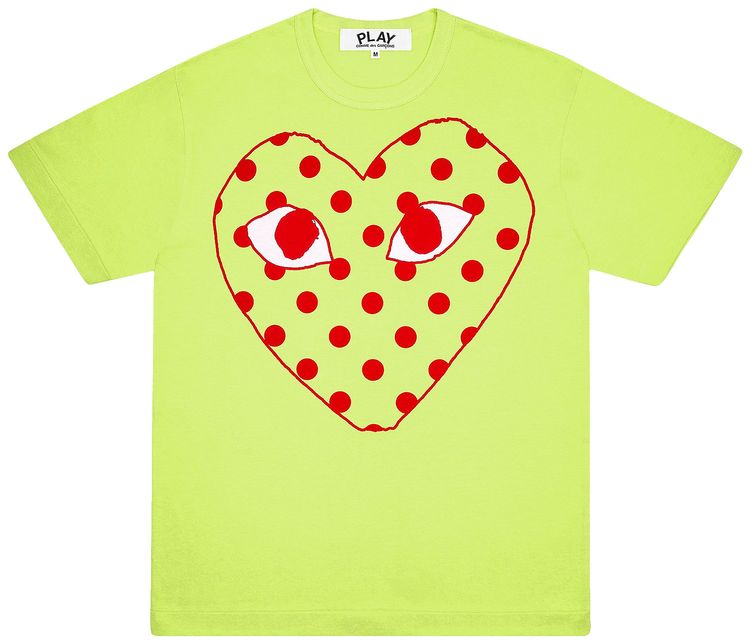 Comme des Garcons PLAY Dot Heart T Shirt Green