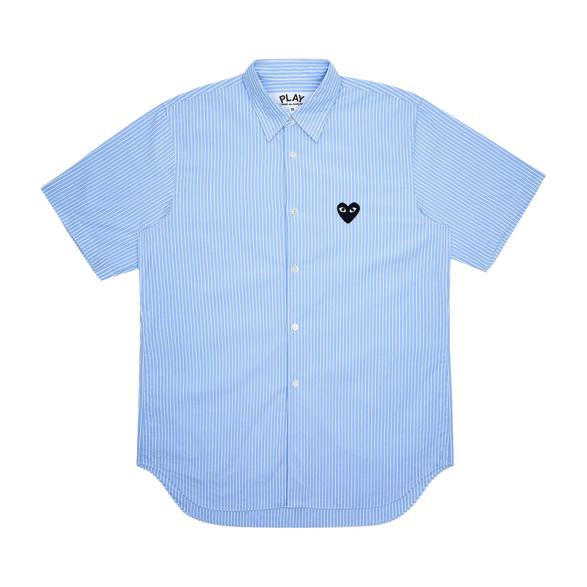Buy Comme des Garcons PLAY Heart Patch Stripe Shirt Blue AZ B021 1 GOAT