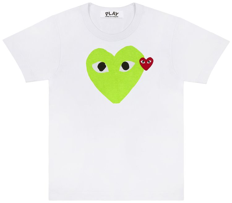Comme des Garcons PLAY Hearts T Shirt WhiteGreen