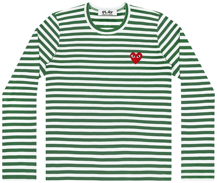 Comme des Garcons PLAY Striped T Shirt GreenWhite