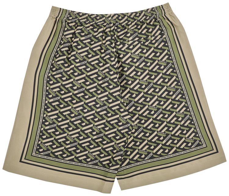 Versace Monogram Twill Silk Shorts BlackMilitary