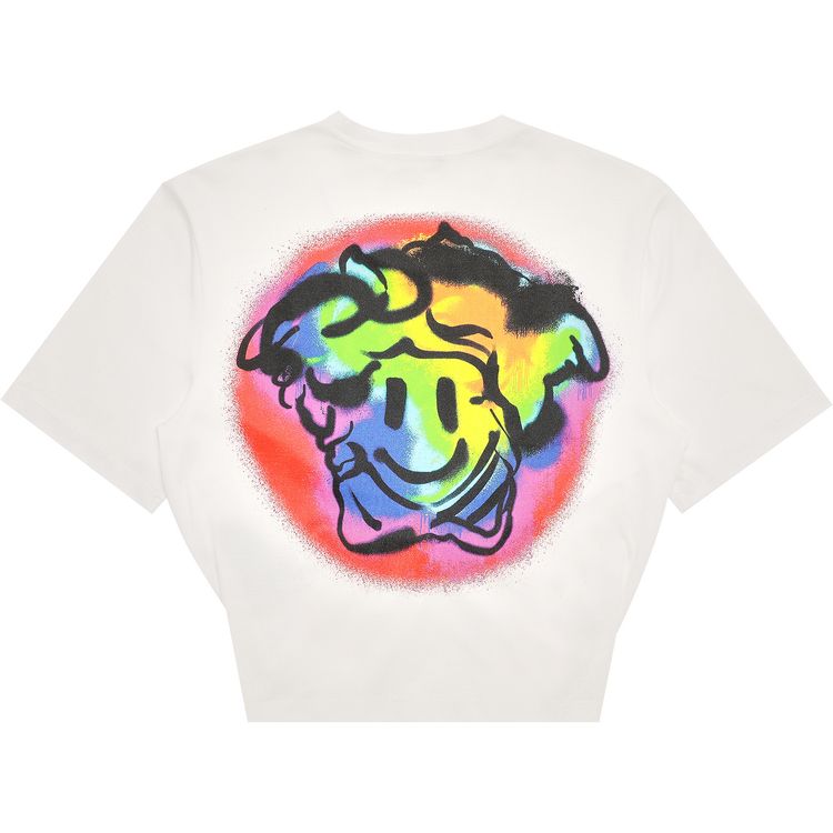 Versace Monogram Smiley Print T Shirt WhiteMulticolor