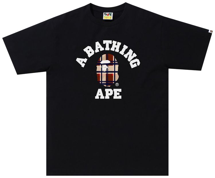 BAPE Check College Tee BlackRed