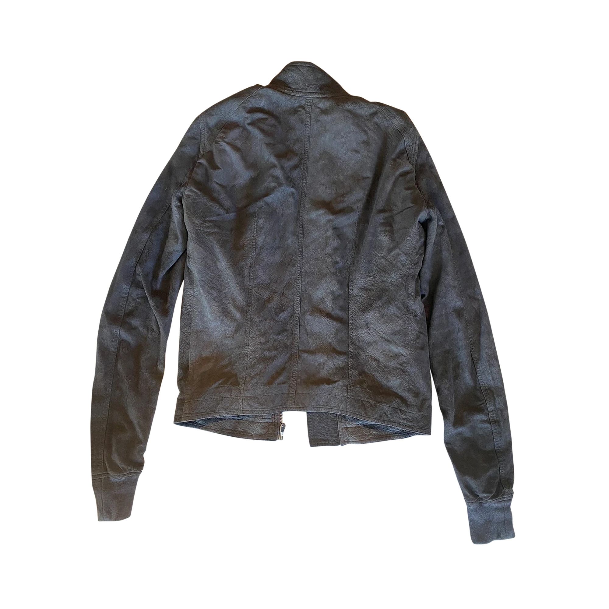 Buy Rick Owens Dirt Leather Intarsia Jacket 'Iron