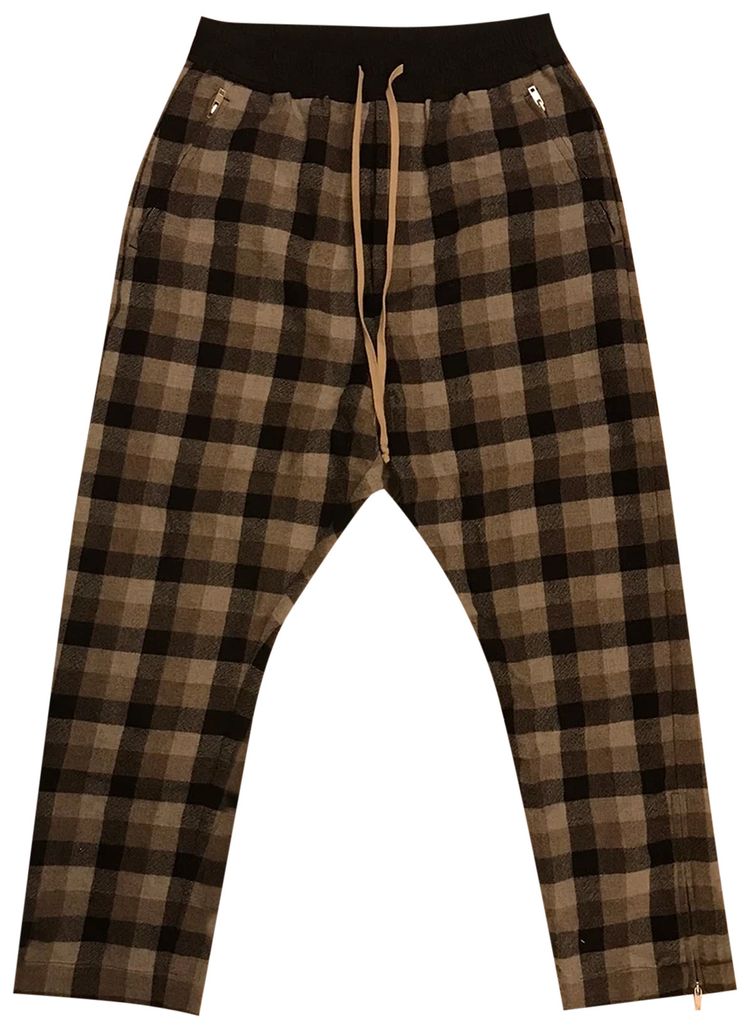 Rick Owens Larry Plaid Astaire Drop Crotch Pant Black Plaid
