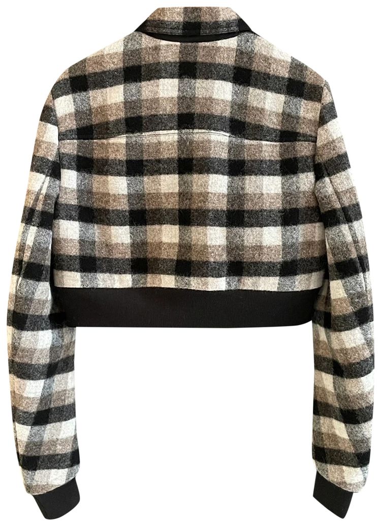 Rick Owens Larry Cropped Plaid Jacket Black Plaid