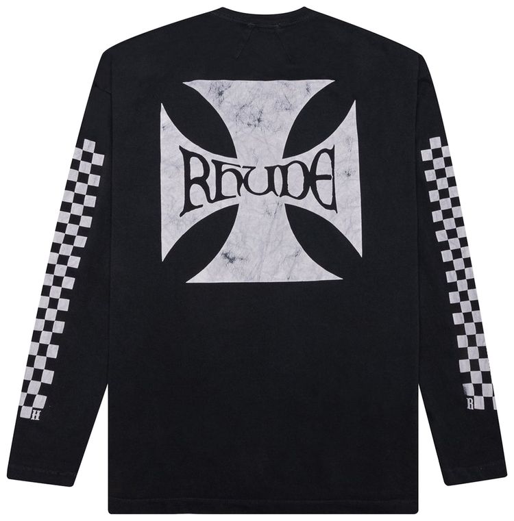 Rhude Classic Checker Long Sleeve Tee Black