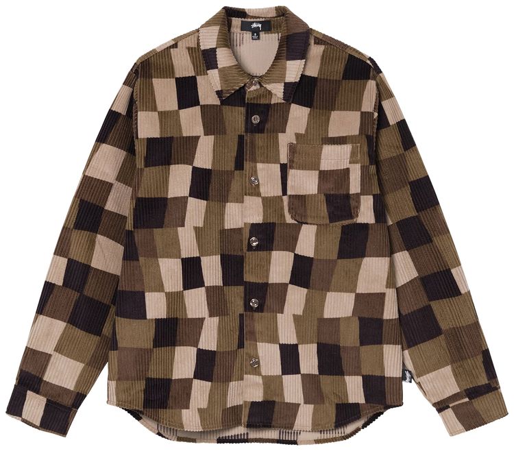 Stussy Wobbly Check Long Sleeve Shirt Brown